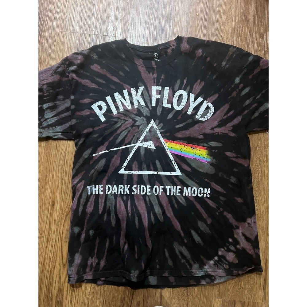 Pink‎ Floyd Dark Side Of The Moon Grey Black Tie-Dye Shirt XL